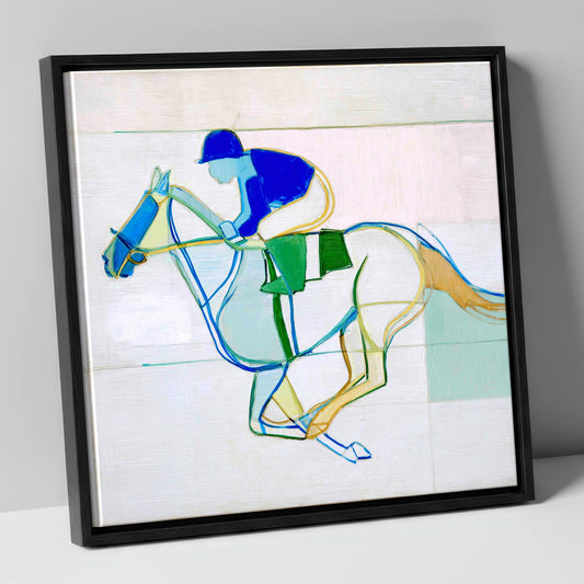 Abstract Racing Rhythm racing horse canvas wall art in black frame