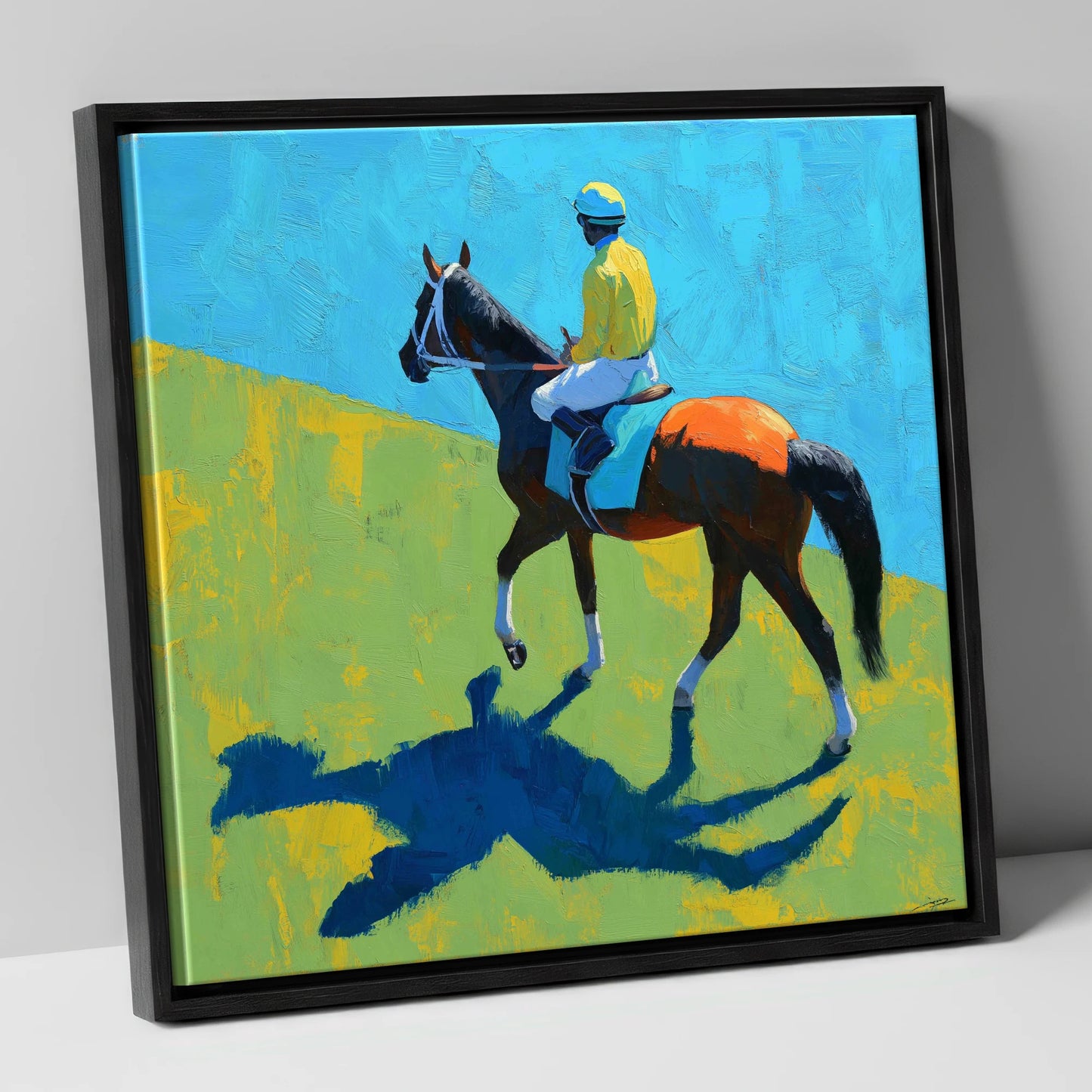 To The Start racing horse canvas wall art in black frame