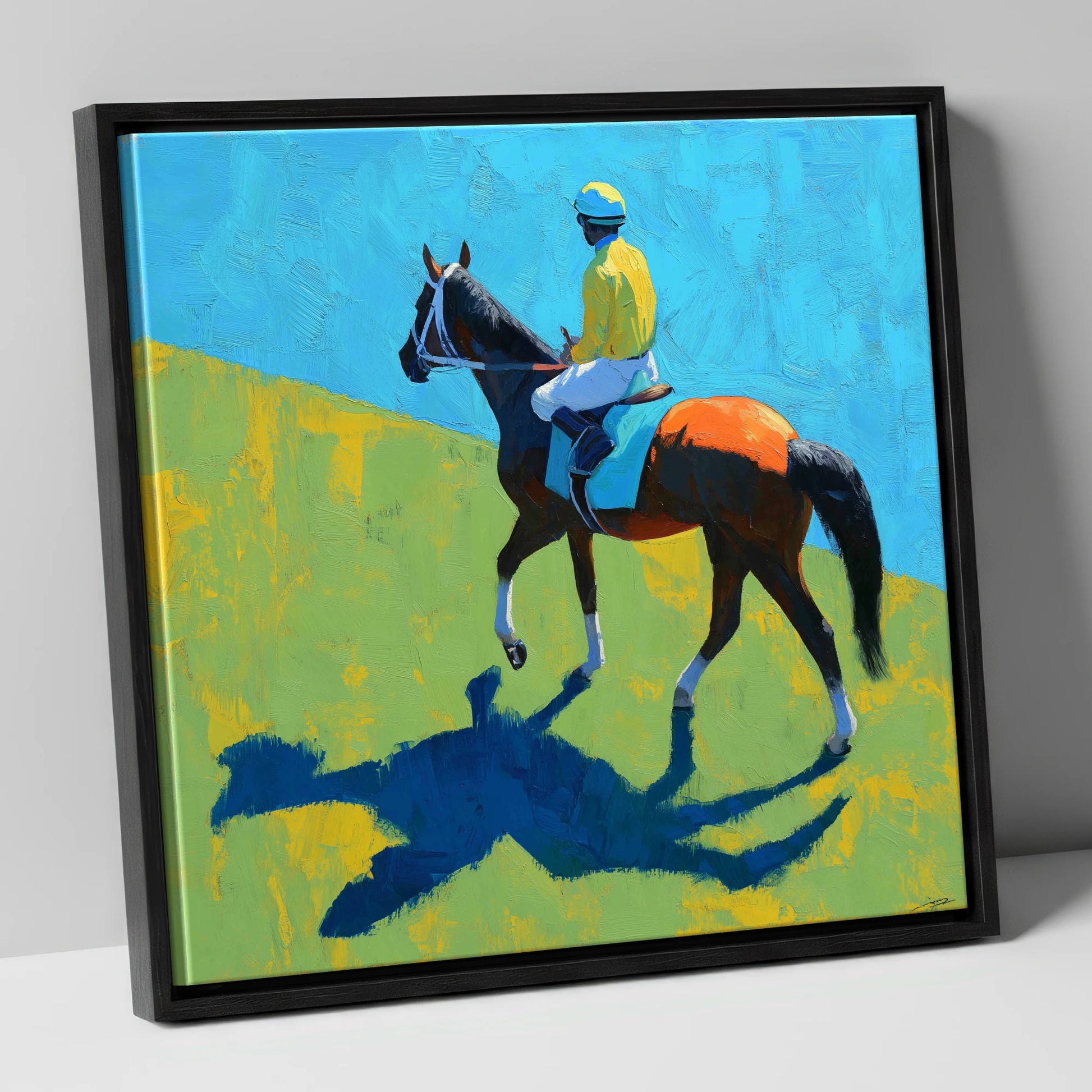 To The Start racing horse canvas wall art in black frame