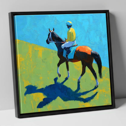 To The Start racing horse canvas wall art in black frame