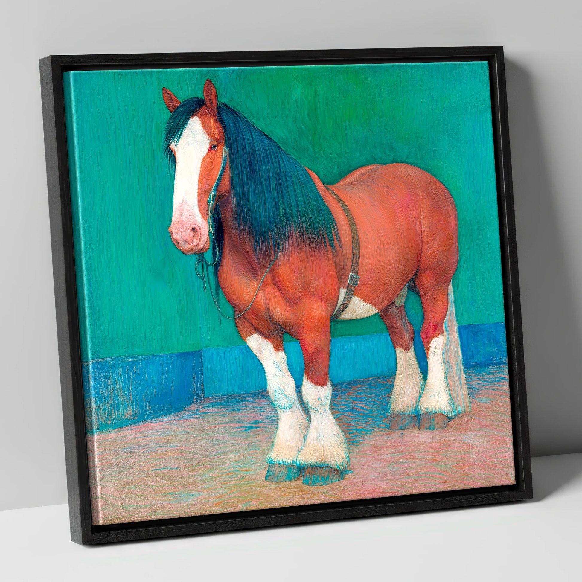 Vibrant Heavy Horse horse breed canvas wall art in black frame