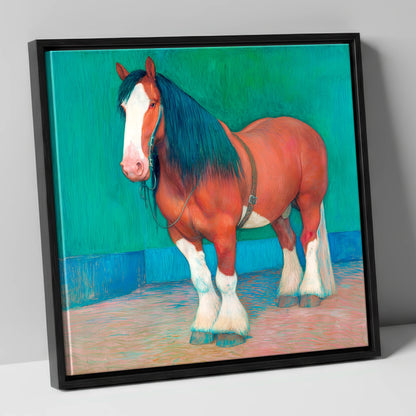 Vibrant Heavy Horse horse breed canvas wall art in black frame