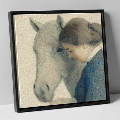 The Silent Understanding horse & rider canvas wall art in black frame