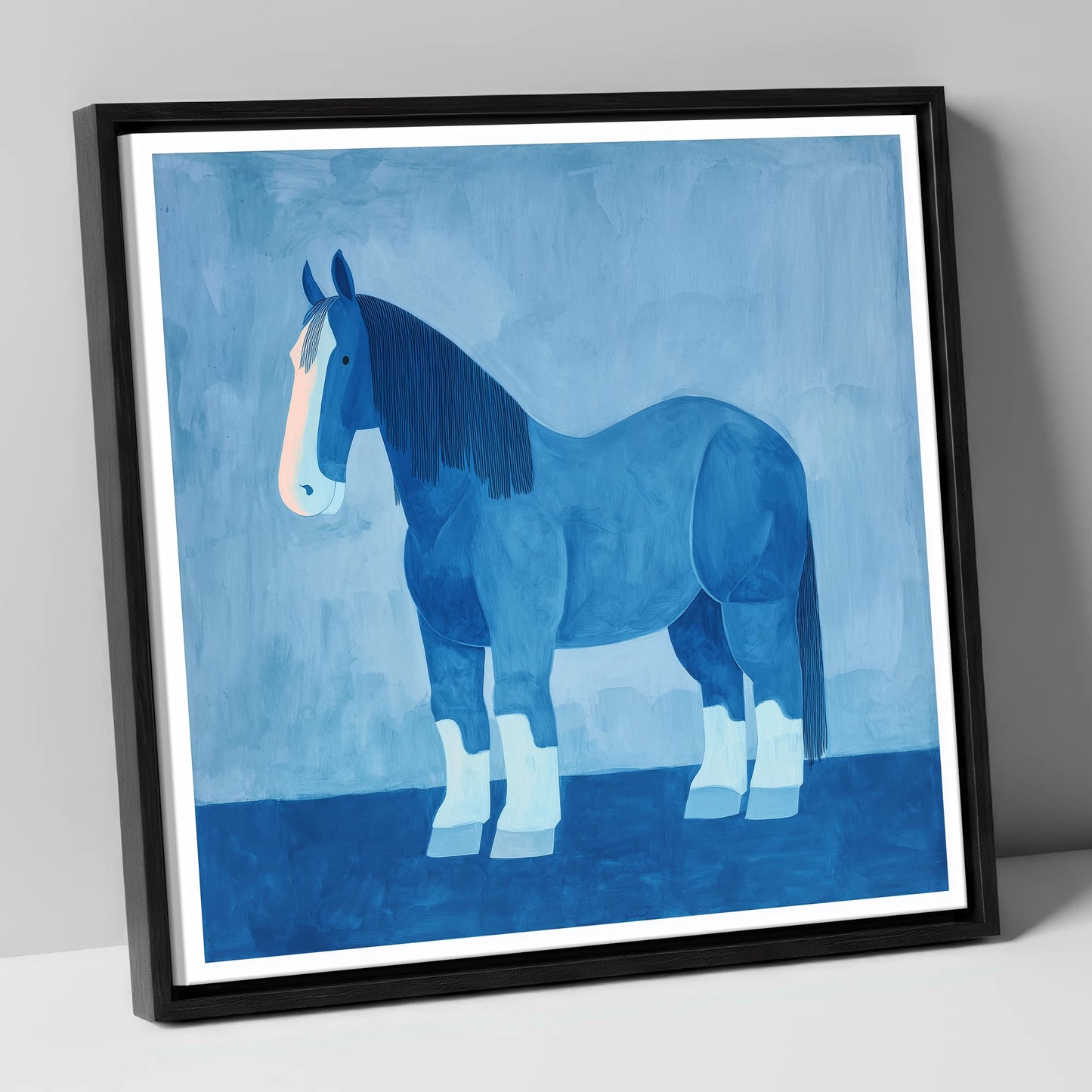 The Blue Heavy Horse horse breed canvas wall art in black frame