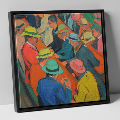Trackside Anticipation racing horse canvas wall art in black frame