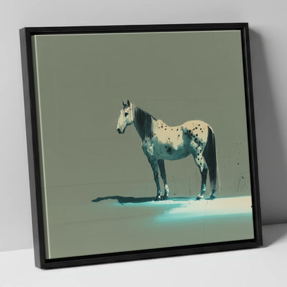 Teal Shadow Appaloosa horse breed canvas wall art in black frame