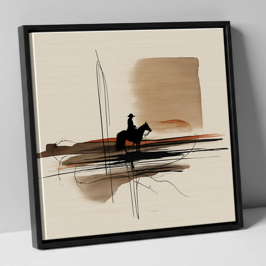 Solitude on the Plains western horse canvas wall art in black frame