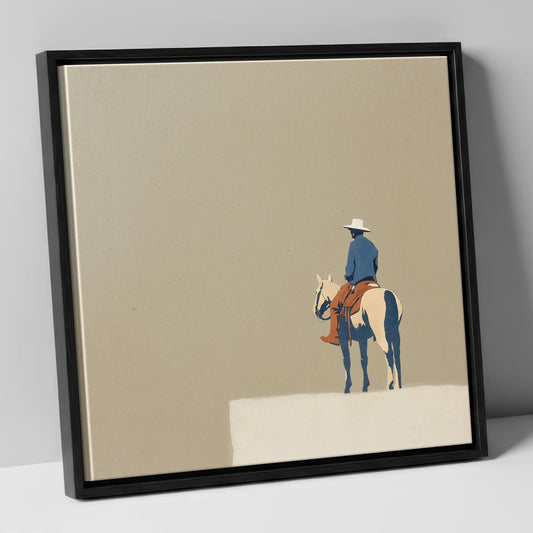 The Quiet Frontier western horse canvas wall art in black frame