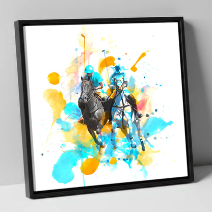 Mid-Chukka Clash polo horse canvas wall art in black frame