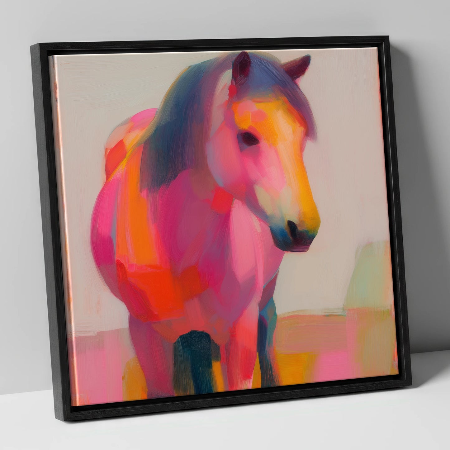 The Chromatic Pony horse breed canvas wall art in black frame