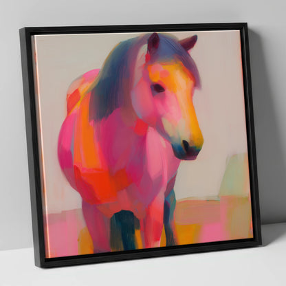 The Chromatic Pony horse breed canvas wall art in black frame