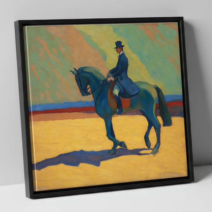 Vivid Dressage Silhouette dressage horse canvas wall art in black frame