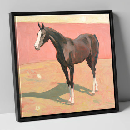 Quiet Grace in Pastel horse breed canvas wall art in black frame