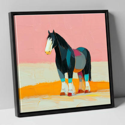Vibrant Heavy Horse Profile working horse canvas wall art in black frame