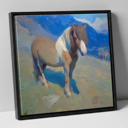 Highland Sentinel horse breed canvas wall art in black frame
