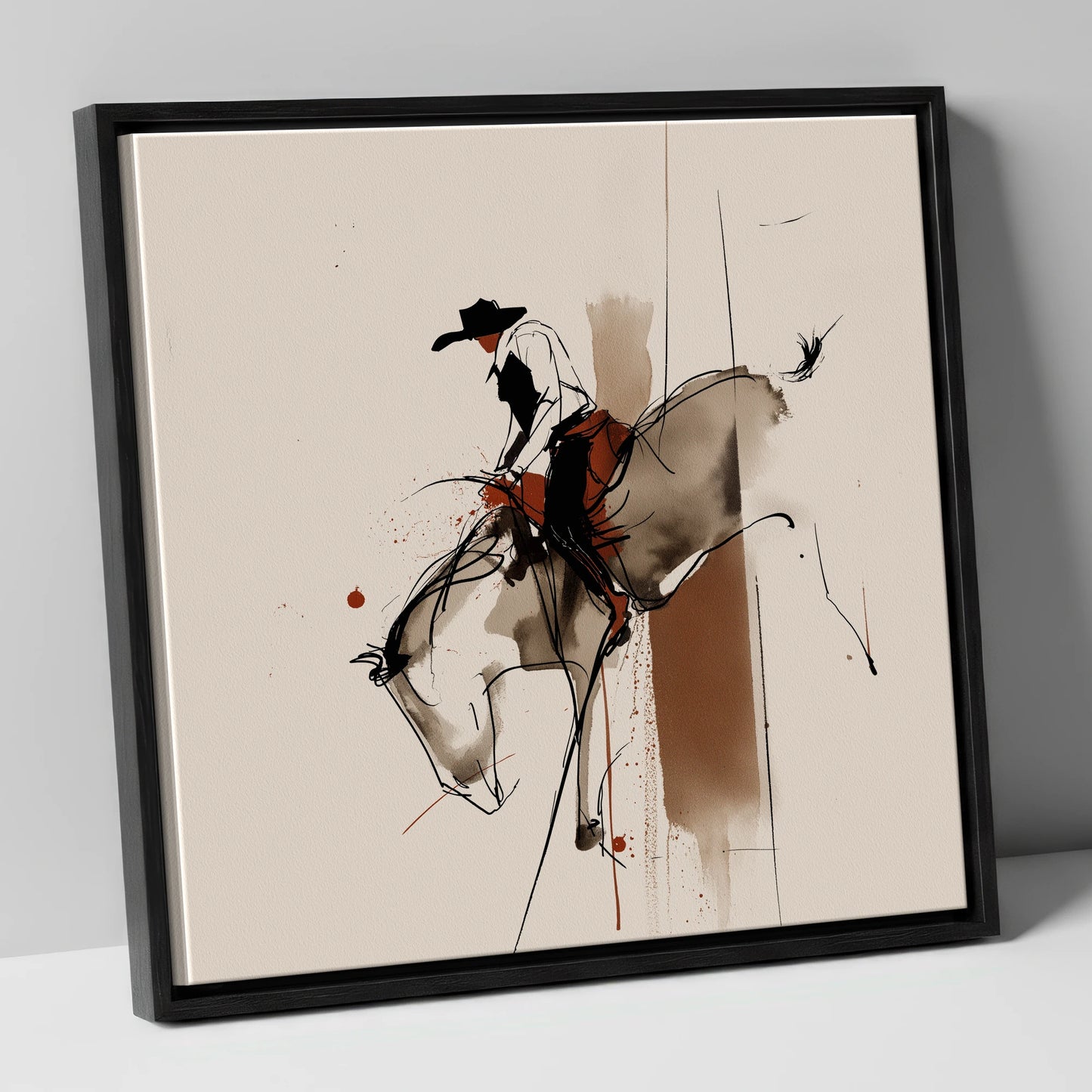 Raw Western Energy western horse canvas wall art in black frame