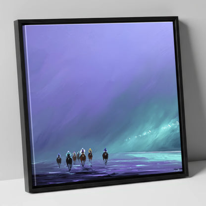 The Violet Furlong racing horse canvas wall art in black frame