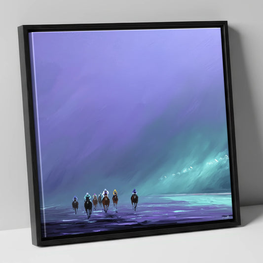 The Violet Furlong racing horse canvas wall art in black frame