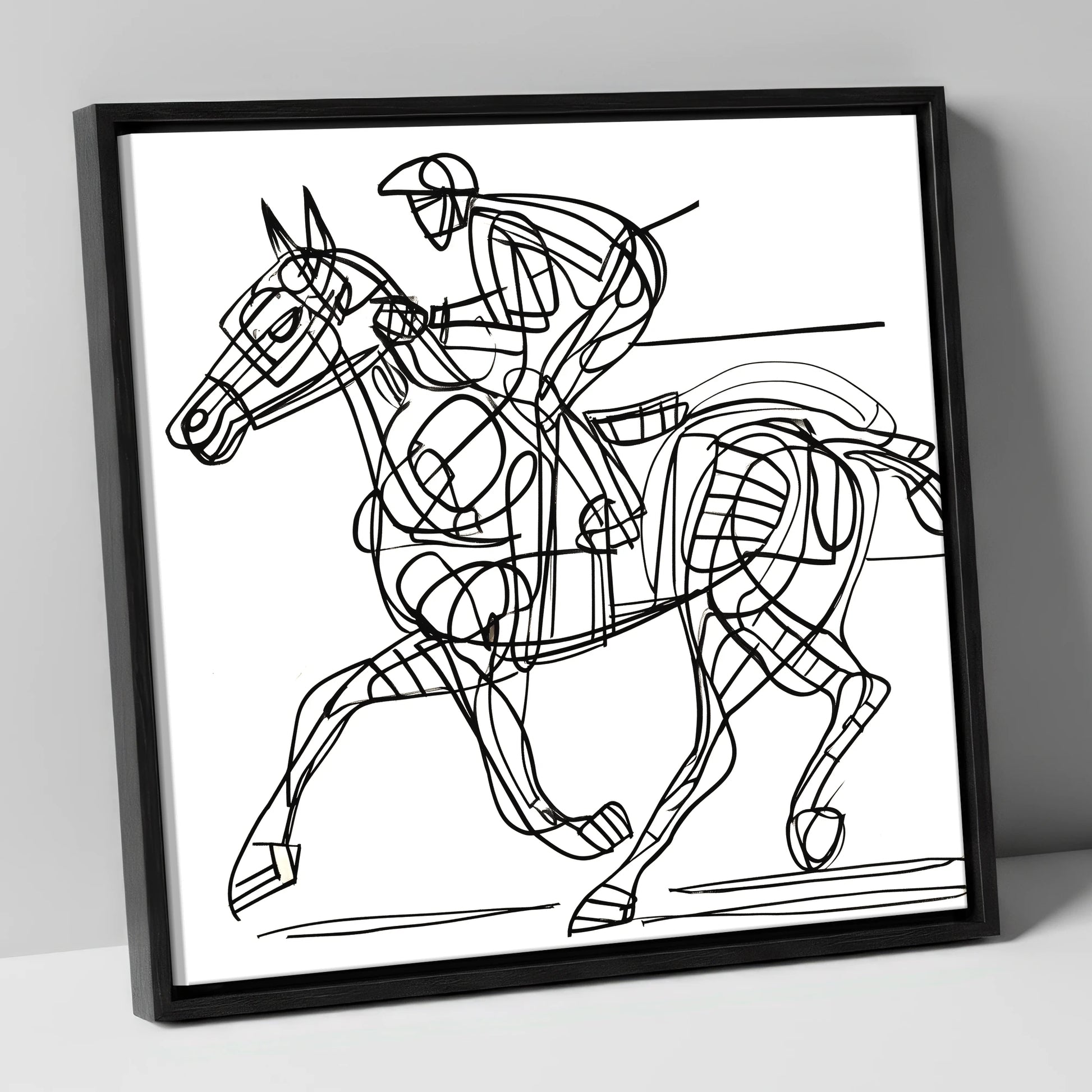 Linear Racing Form racing horse canvas wall art in black frame
