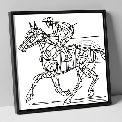 Linear Racing Form racing horse canvas wall art in black frame