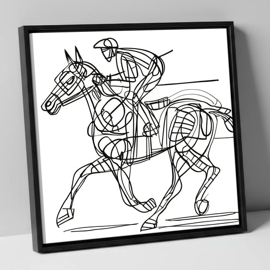 Linear Racing Form racing horse canvas wall art in black frame