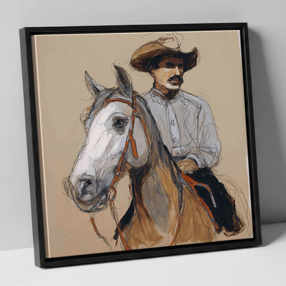 Soul of the West western horse canvas wall art in black frame