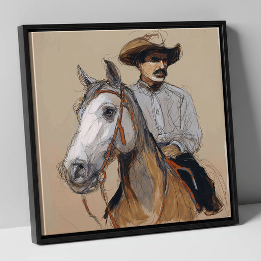 Soul of the West western horse canvas wall art in black frame