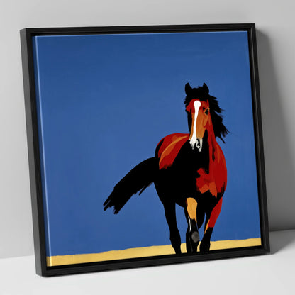 Striking Cobalt Bay horse portrait canvas wall art in black frame
