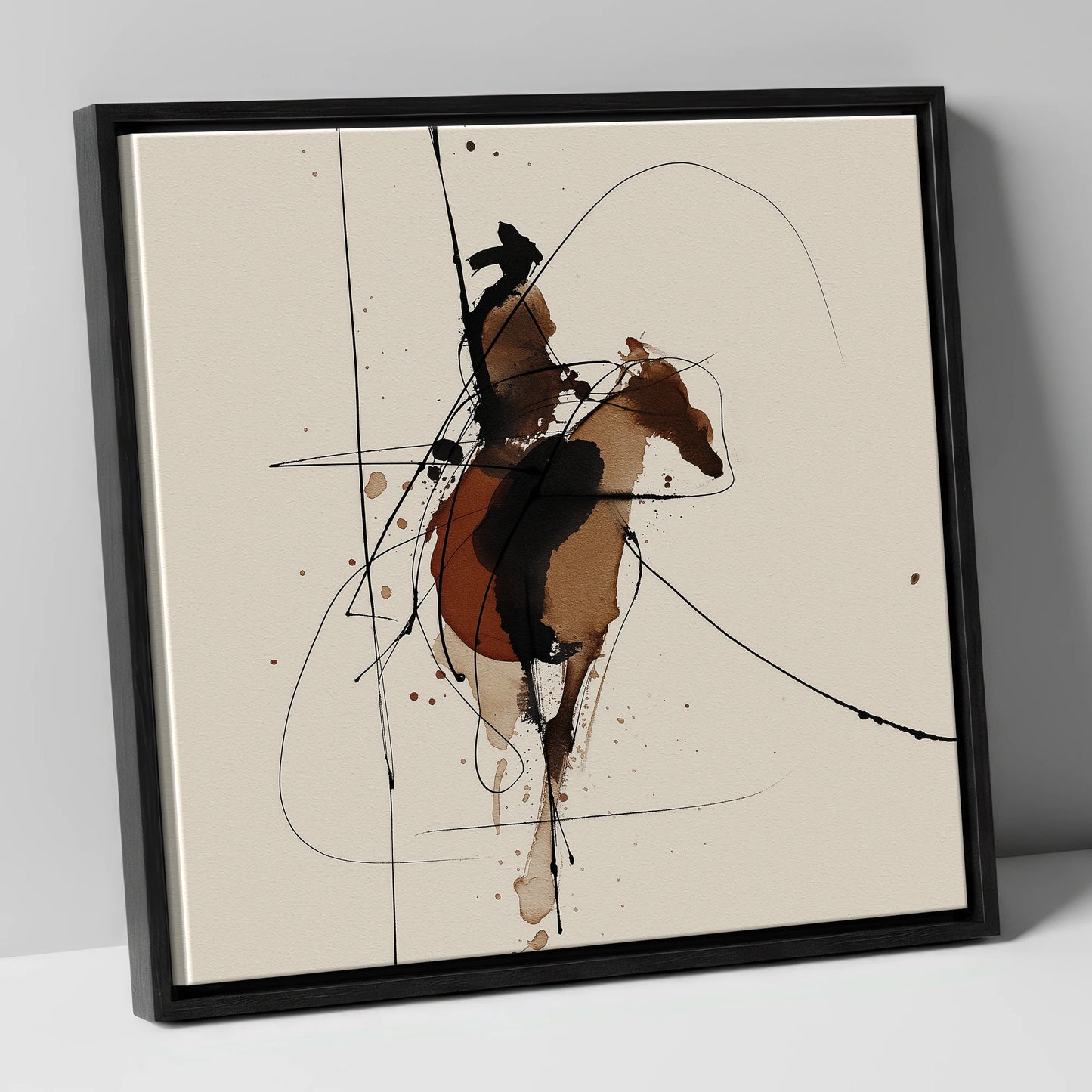 Shadows of the Frontier western horse canvas wall art in black frame