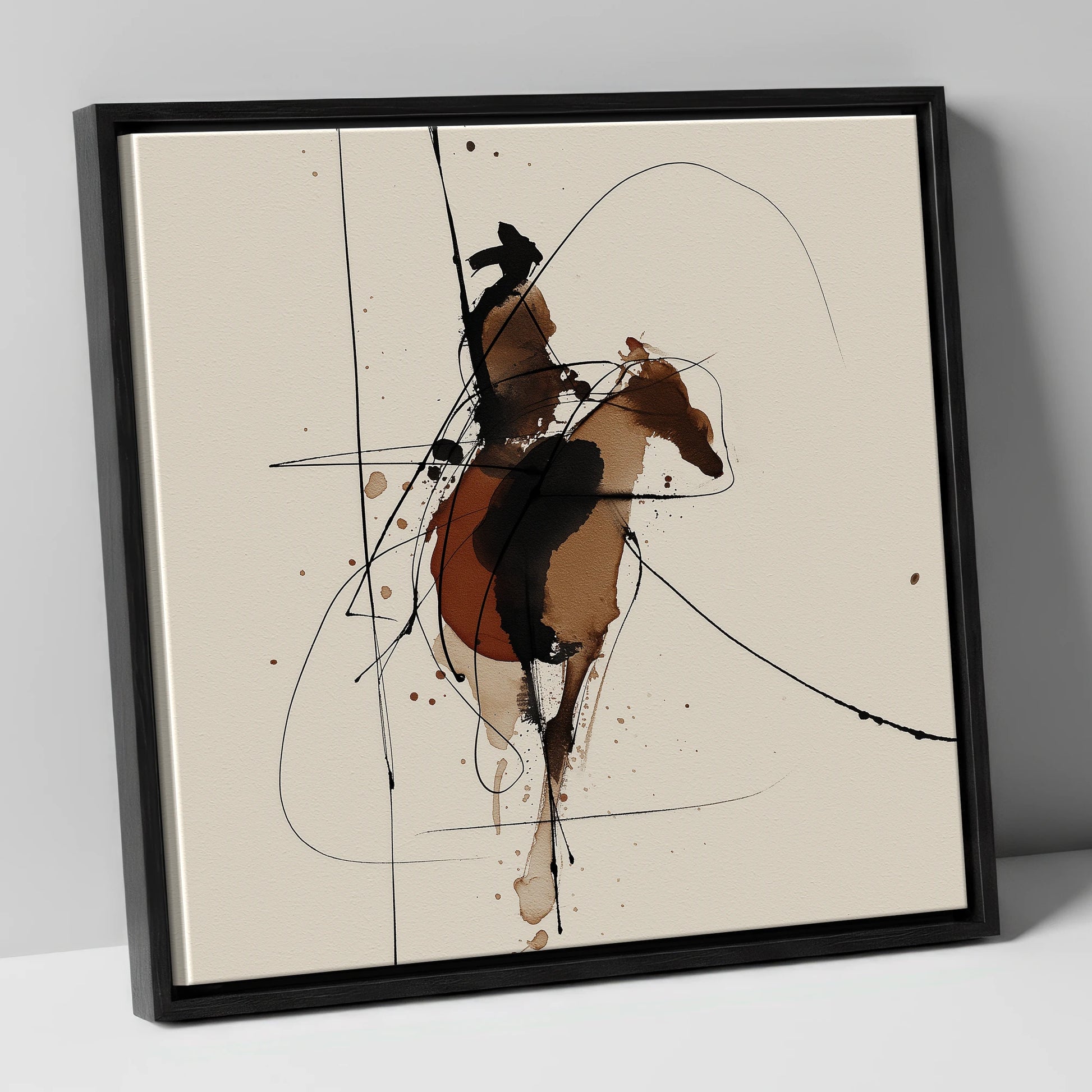 Shadows of the Frontier western horse canvas wall art in black frame
