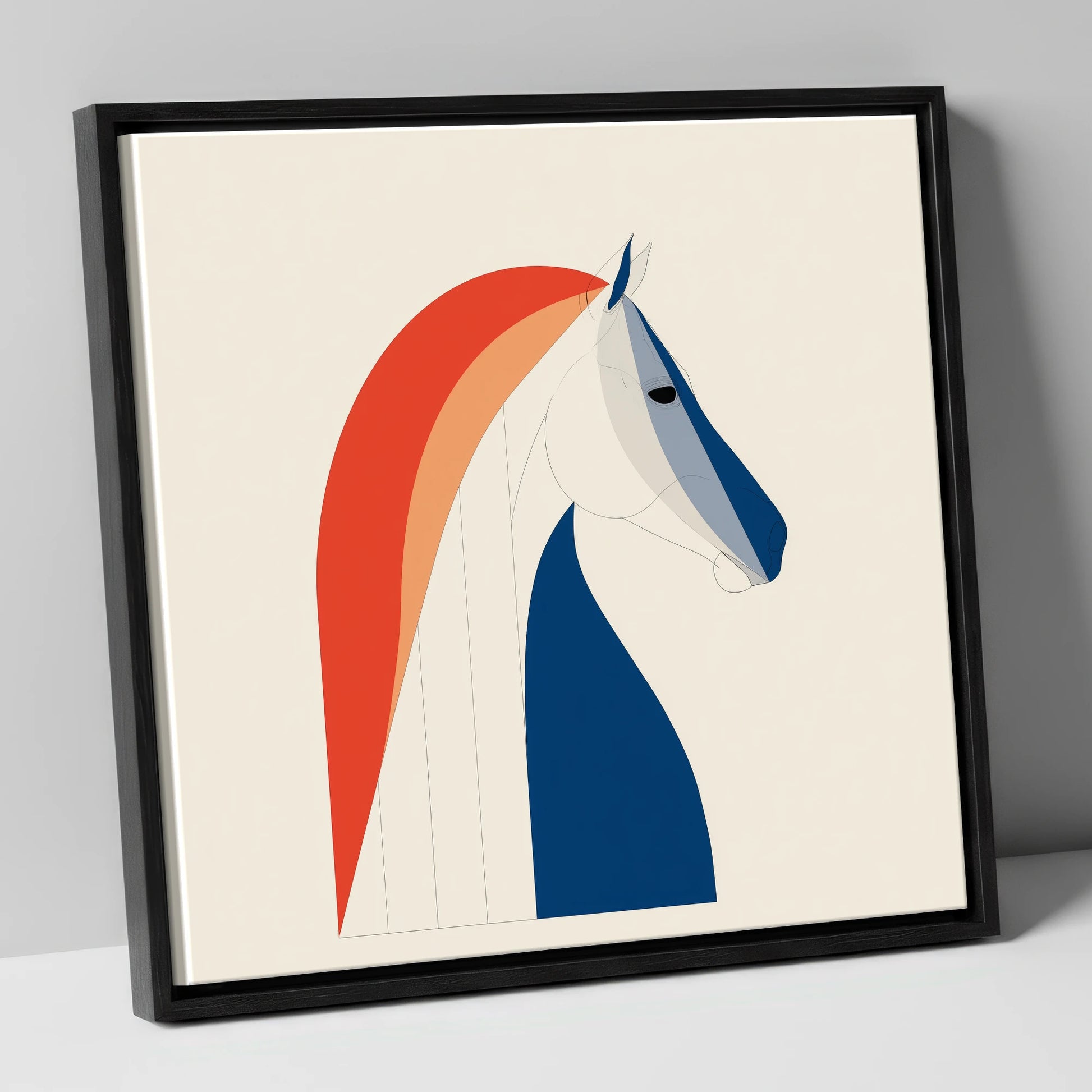 Modernist Equine Form horse breed canvas wall art in black frame
