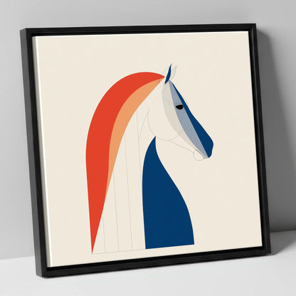 Modernist Equine Form horse breed canvas wall art in black frame