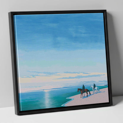 Horizon Bound horse landscape canvas wall art in black frame