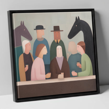 After the Last Race racing horse canvas wall art in black frame