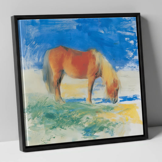 Grazing Under Cobalt Skies horse breed canvas wall art in black frame