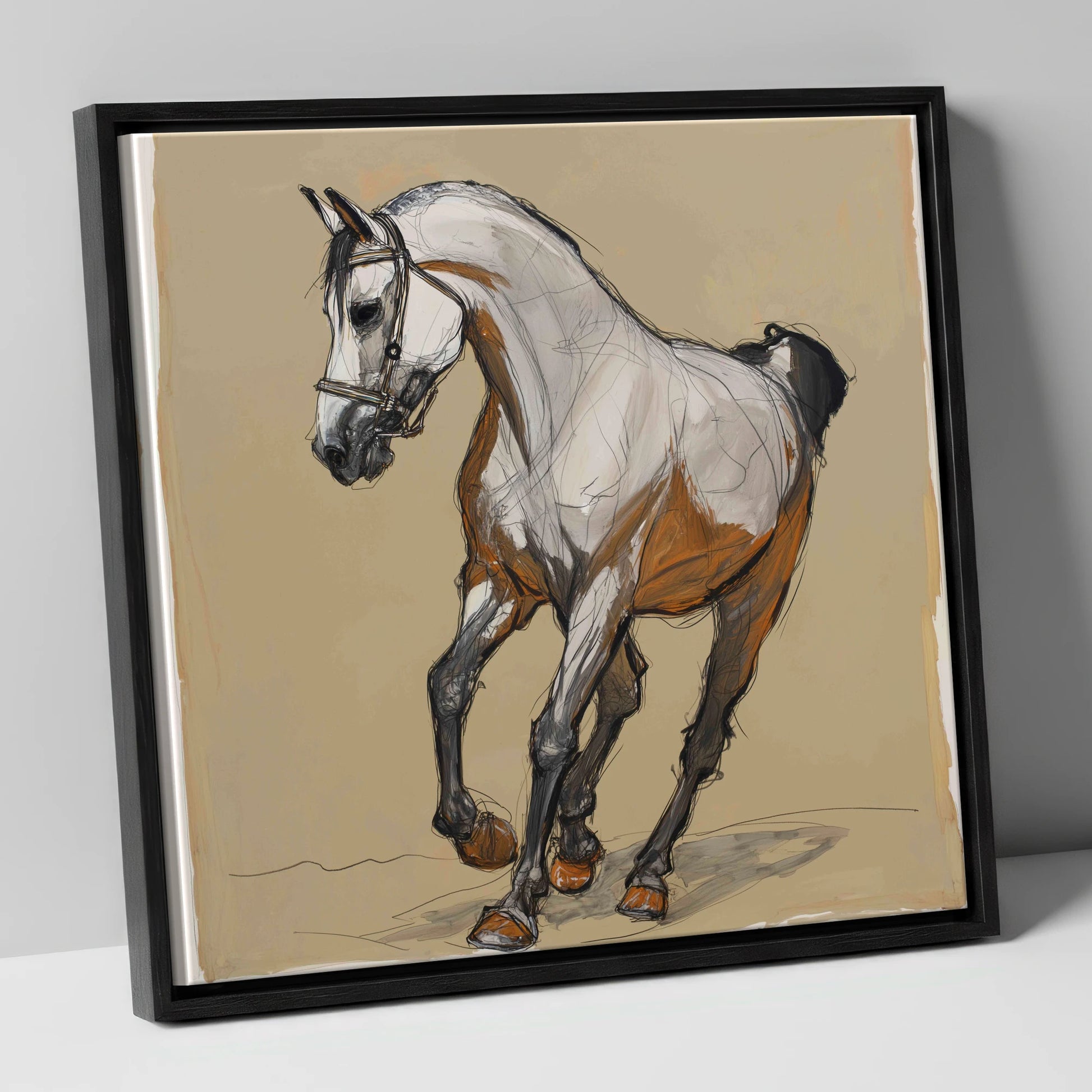 Collected Spirit horse breed canvas wall art in black frame