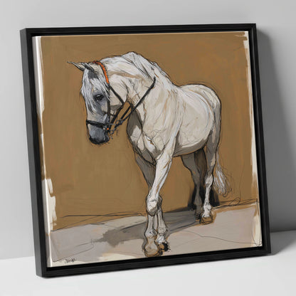 Quiet Contemplation horse portrait canvas wall art in black frame