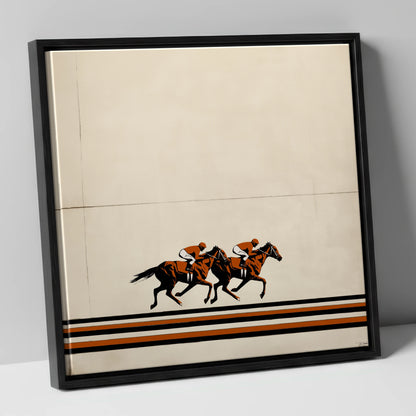 Stride for Stride racing horse canvas wall art in black frame