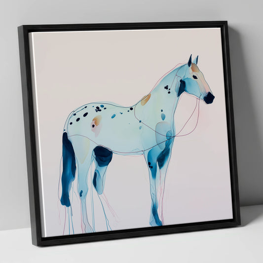 Ethereal Blue Appaloosa horse breed canvas wall art in black frame