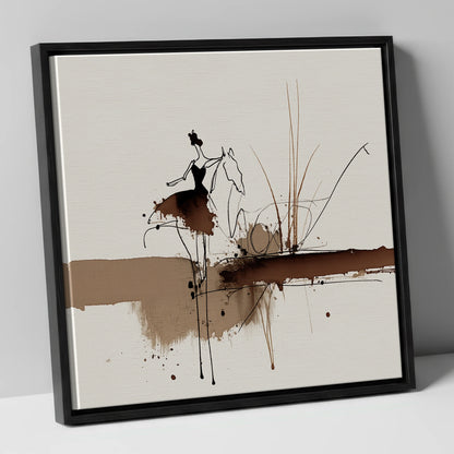 The Silent Dialogue horse & rider canvas wall art in black frame