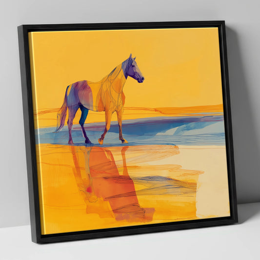 Amber Waters Stride horse landscape canvas wall art in black frame