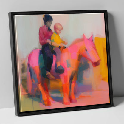 The Radiant Ride horse & rider canvas wall art in black frame