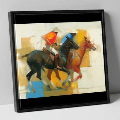 The Final Chukka polo horse canvas wall art in black frame