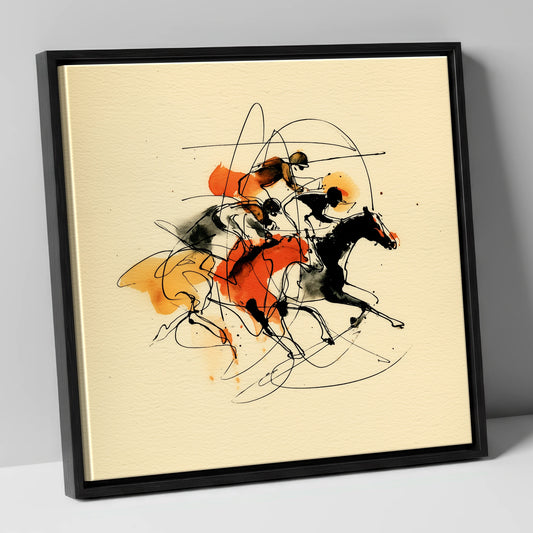 The Final Furlong racing horse canvas wall art in black frame