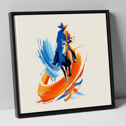 Riding the Painted Wind western horse canvas wall art in black frame