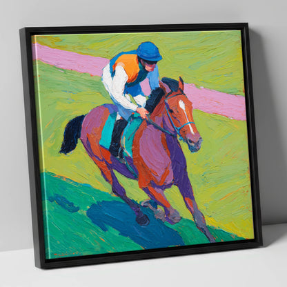 The Painted Pace racing horse canvas wall art in black frame