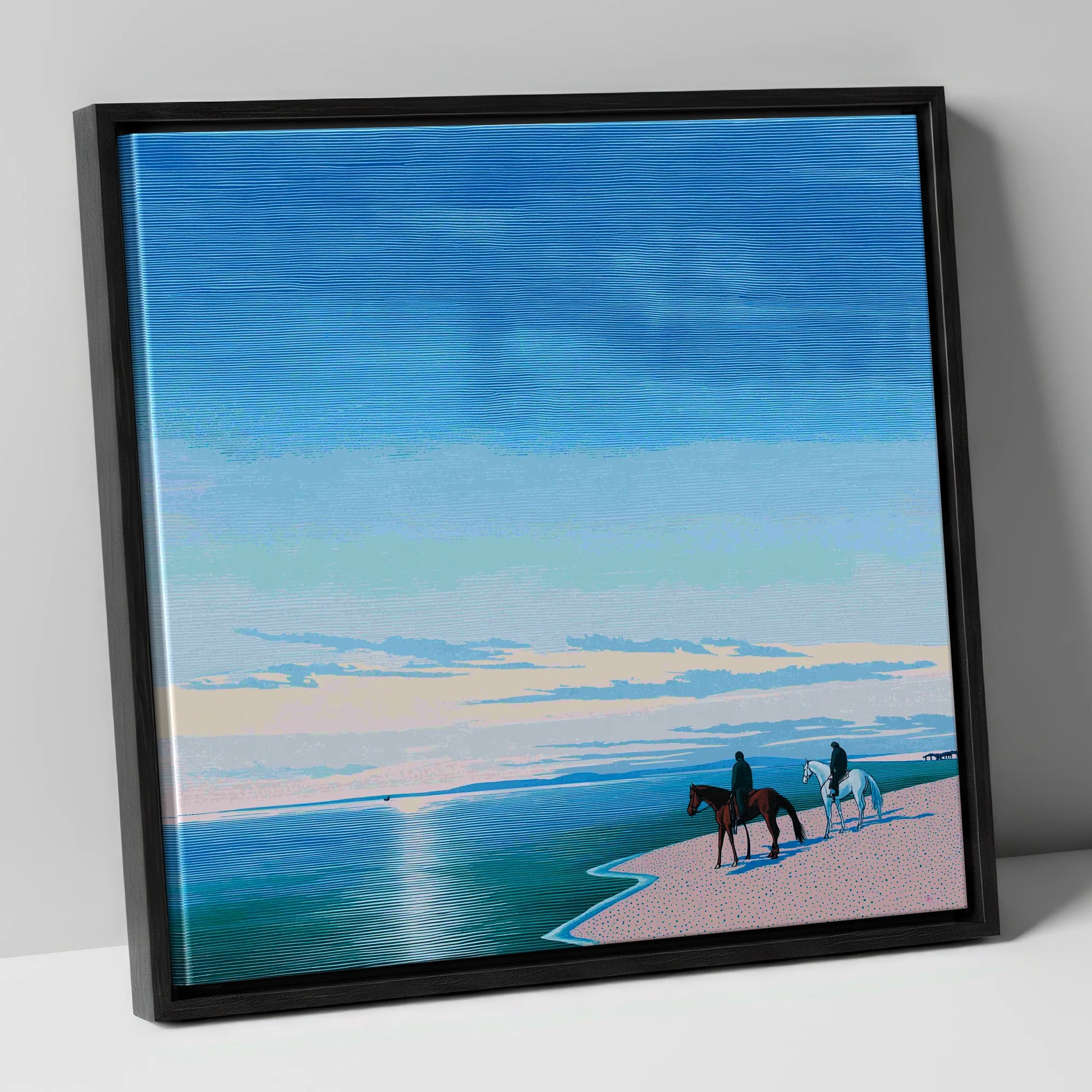 Horizon Bound horse landscape canvas wall art in black frame