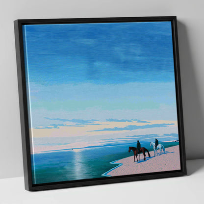 Horizon Bound horse landscape canvas wall art in black frame