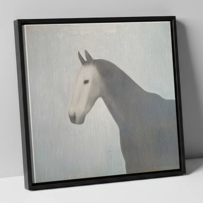 Linear Elegance horse portrait canvas wall art in black frame