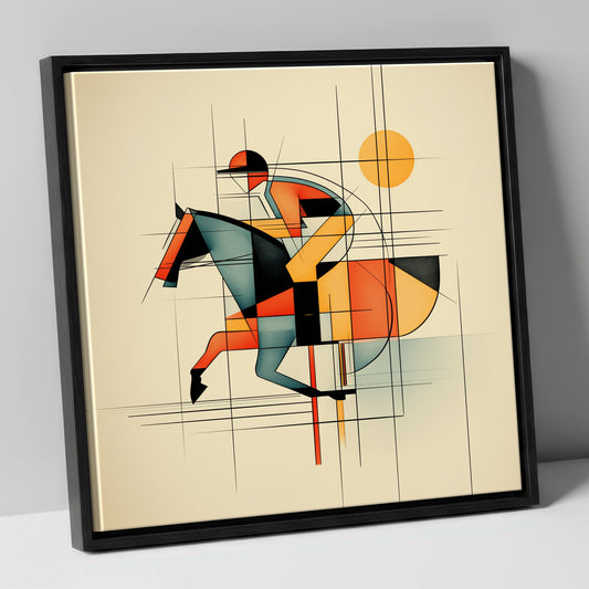 Rhythmic Racing Lines racing horse canvas wall art in black frame